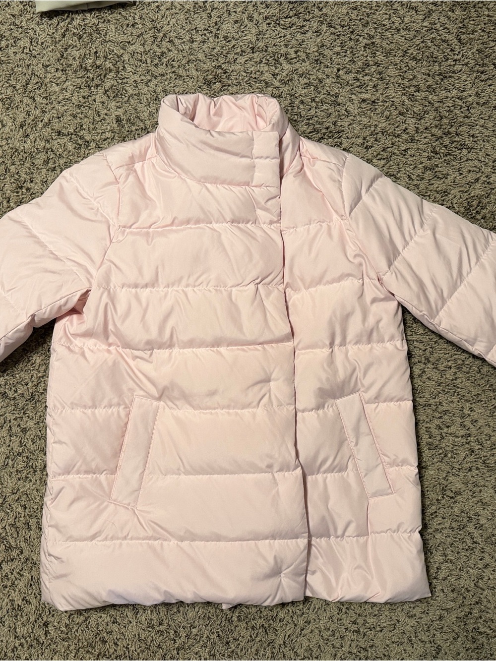 J.Jill Down Puffer Jacket Medium Blush Pink Hidden Snap Zip Coat